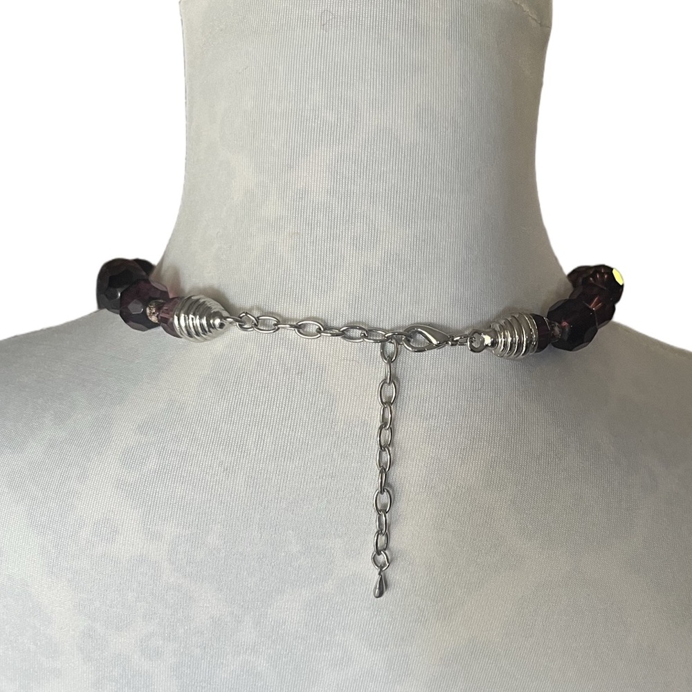 Vintage Deep Purple Faceted and Cloisonné Accent Beads Necklace & Earring Set - Picture 3 of 6
